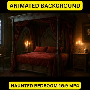 Animated Haunted Bedroom VTuber Background: Spooky Horror Stream (MP4 Download)