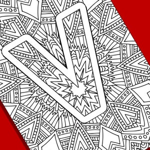 Alphabet Adult Coloring Pages Instant Download Letter V image 1