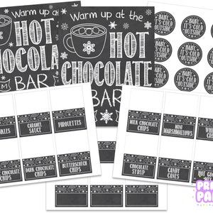 Printable Hot Chocolate Bar Kit, Office Holiday Party, Hot Cocoa Bar, Warm Up at the Hot Chocolate Bar, Winter Wedding, Instant Download image 2