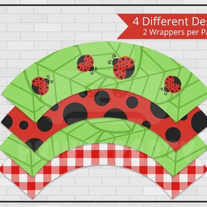 Printable Ladybug Cupcake Toppers and Wrappers, Ladybug Birthday Party, Ladybug Cupcakes, Edit ...