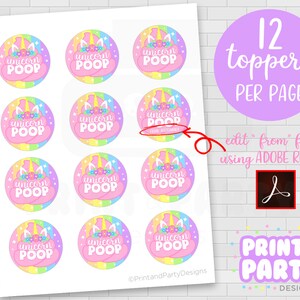 Printable Unicorn Poop Slime Container Labels, Unicorn Party Favor Tags ...