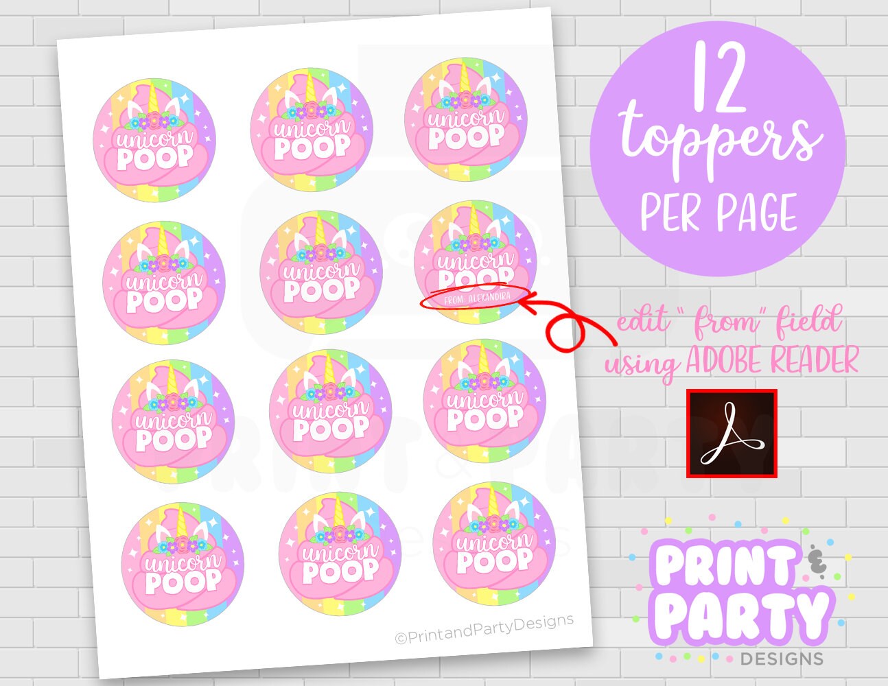 Printable Unicorn Poop Slime Container Labels Unicorn Party | Etsy