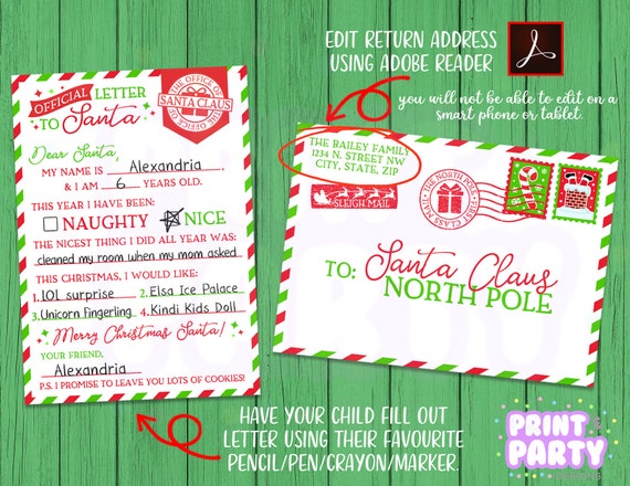 Kit Lettre Au Père Noël Clabby Dianelhall - 4 Pièces, Avec Enveloppe, Autocollants Et Papeterie Pour Enfants