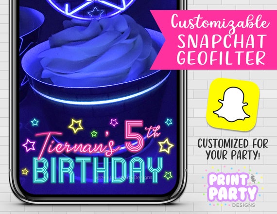 Custom Neon Birthday Snapchat Geofilter, Glow Birthday Party Geofilter, Neon Sign Snapchat Filter, Neon Glow Party Supplies, Neon Filter Il_570xn