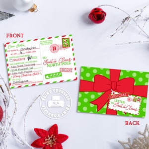 Cartolina ufficiale stampabile 4x6 a Babbo Natale, Lettera a Babbo Natale, Caro Babbo Natale, Posta in slitta, Attività natalizie per bambini, Download istantaneo