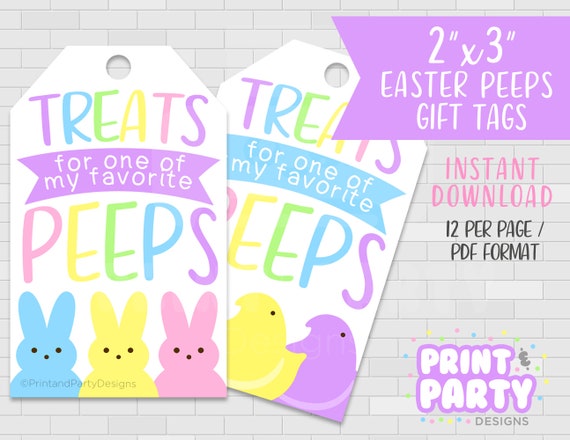 2"x3" Printable Easter Treats For My Peeps Gift Tags, Easter Gift Ideas, Easter Mason Jar Tags, Marshmallow Peeps Labels. Instant Download Il_570xn