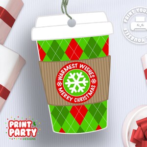 Etichette regalo stampabili per tazza di caffè natalizia, etichette regalo per le vacanze della tazza Starbucks, regalo caffè, etichetta regalo cioccolata calda, download istantaneo