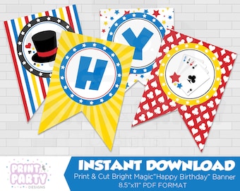 Magische Happy Birthday Banner - Magische verjaardagsfeestje - Magische Banner - Goochelaar Party - Magisch themafeest - DIY - Instant Download