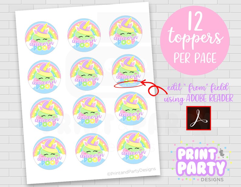 Printable Unicorn Poop Slime Container Labels Unicorn Party - Etsy
