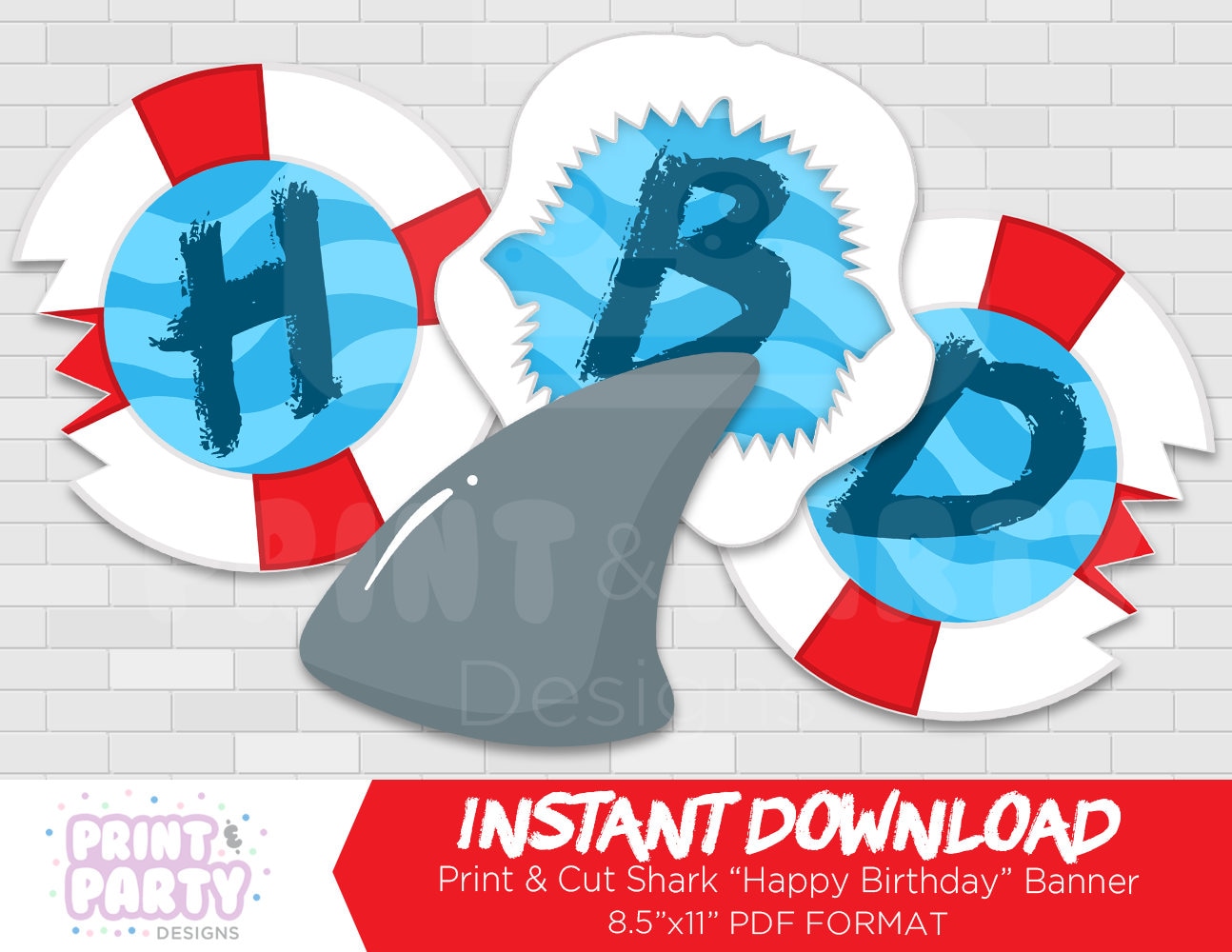 Printable Boy's Shark Happy Birthday Banner, Shark Birthday Party Decorations, Great White Shark Party Printables, Instant Download - Etsy printable-boy-s-shark-happy-birthday-banner-shark-birthday-party-decorations-great-white-shark-party-printables-instant-download-etsy