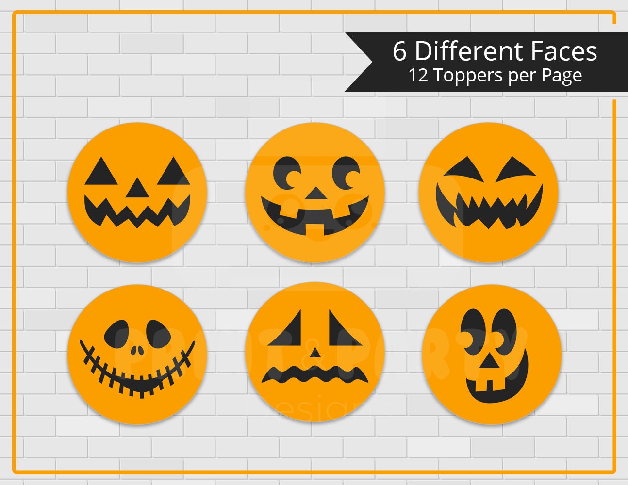 Printable Jack O Lantern Halloween Cupcake Toppers and | Etsy
