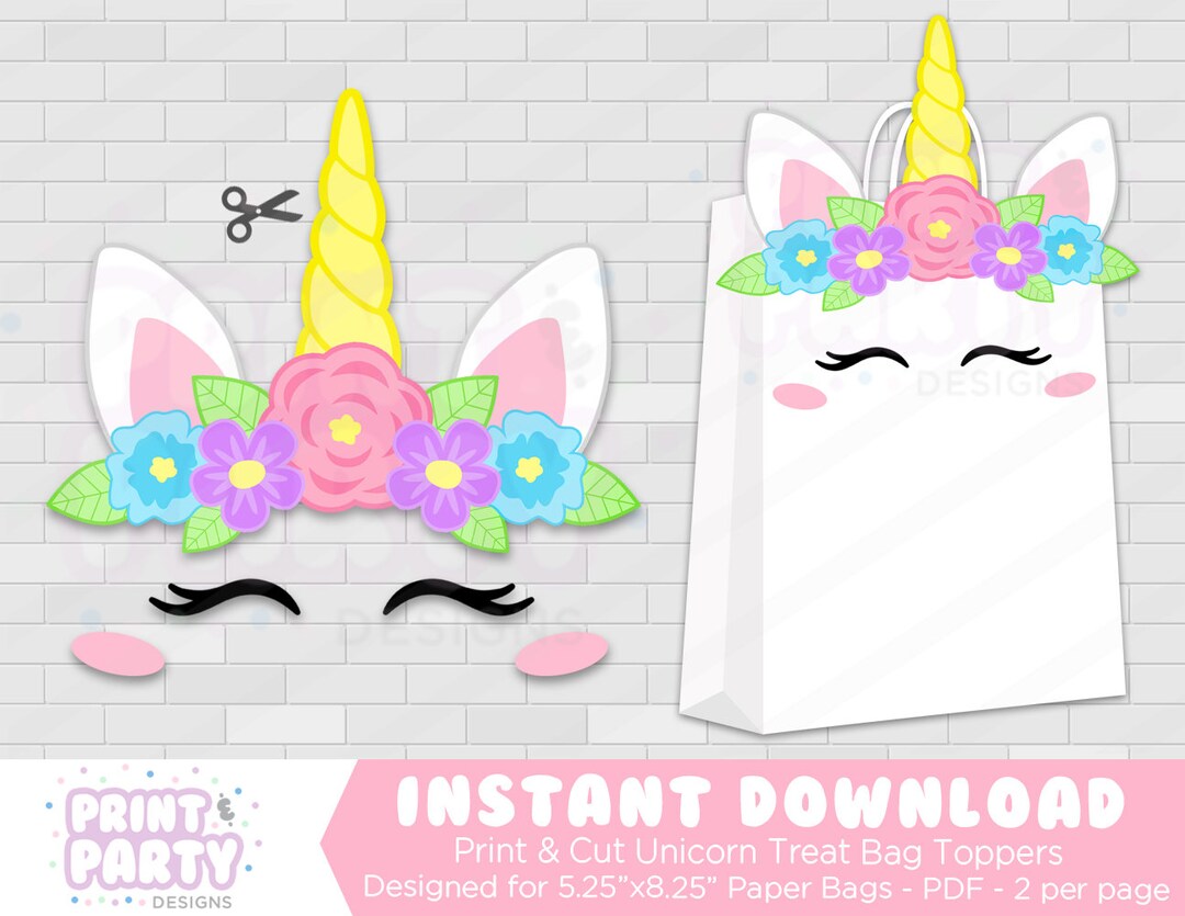 Printable Unicorn Party Favor Bags, Rainbow Unicorn Party, Unicorn Goodie Bags, Unicorn Candy Bags, Unicorn Loot Bags, Instant Download - Etsy