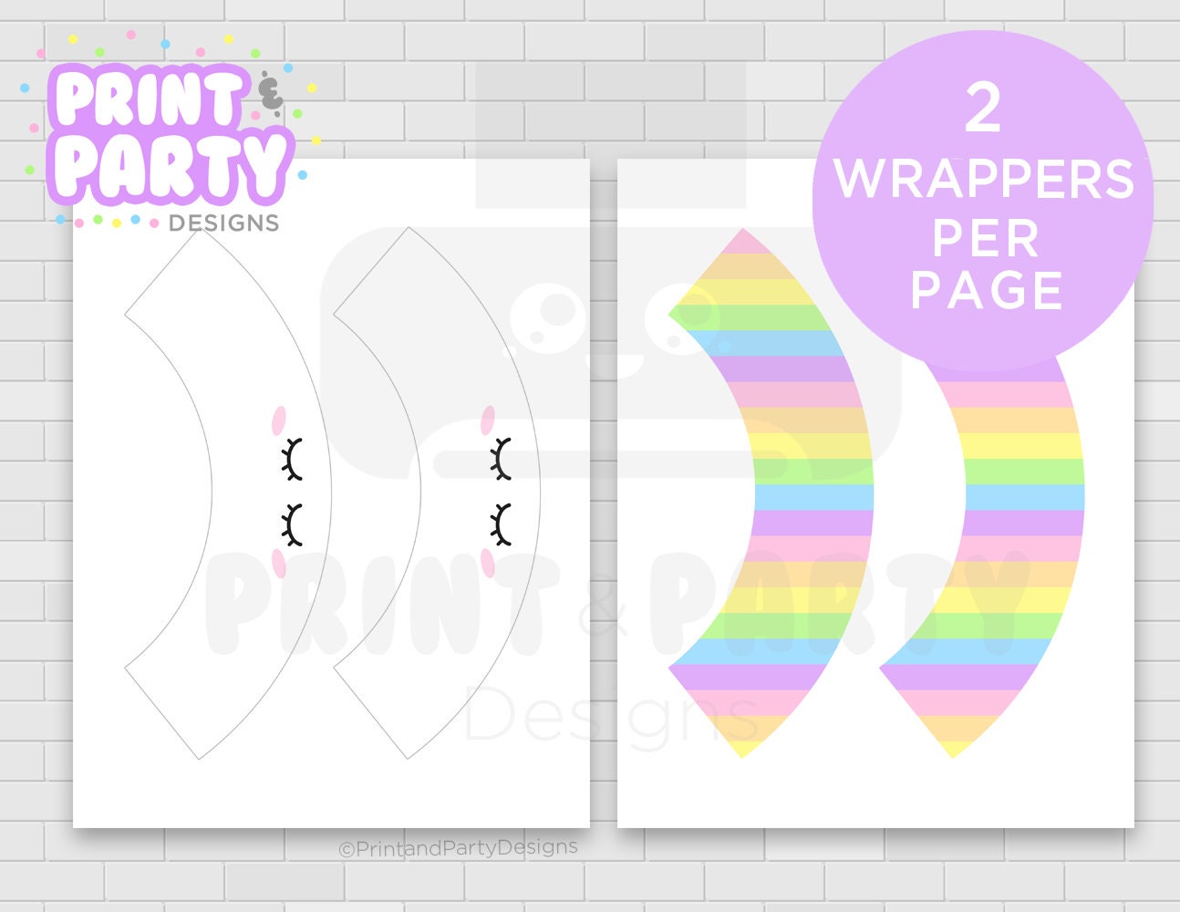 printable girl unicorn horn cupcake toppers and wrappers etsy