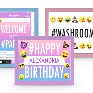 Printable Pastel Emoji Birthday Party Decor, Emoji Birthday Party Decor, Printable Emoji Party Decor, Instant Download, Adobe Reader image 6