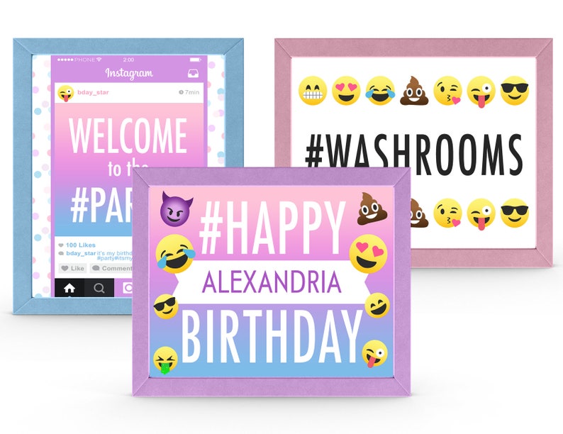 Printable Pastel Emoji Birthday Party Decor, Emoji Birthday Party Decor, Printable Emoji Party Decor, Instant Download, Adobe Reader image 6