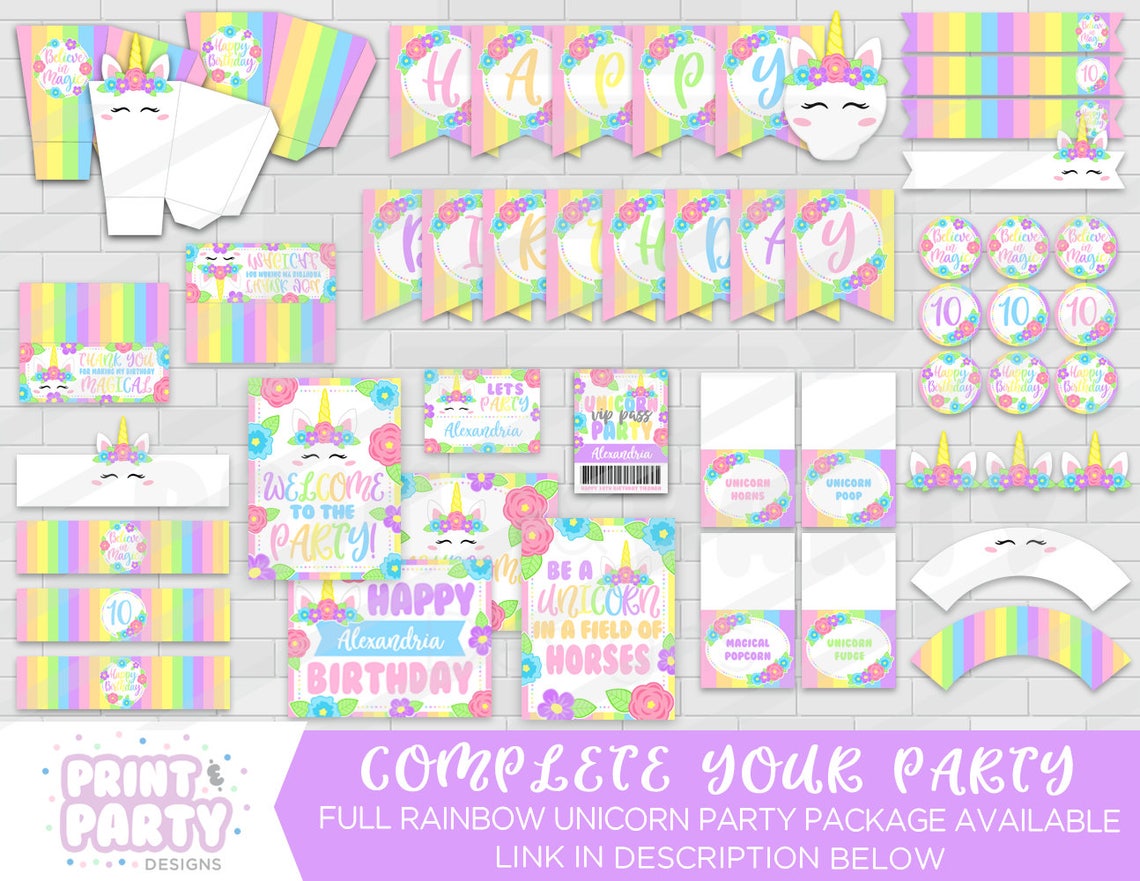 Printable Unicorn Party Favor Bags Rainbow Unicorn Party | Etsy