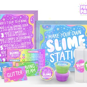 Kit de estación de fabricación de limo imprimible, fiesta de cumpleaños de limo, favores de fiesta de limo, kit de limo de bricolaje, espero que haya tenido un gran limo, descarga instantánea