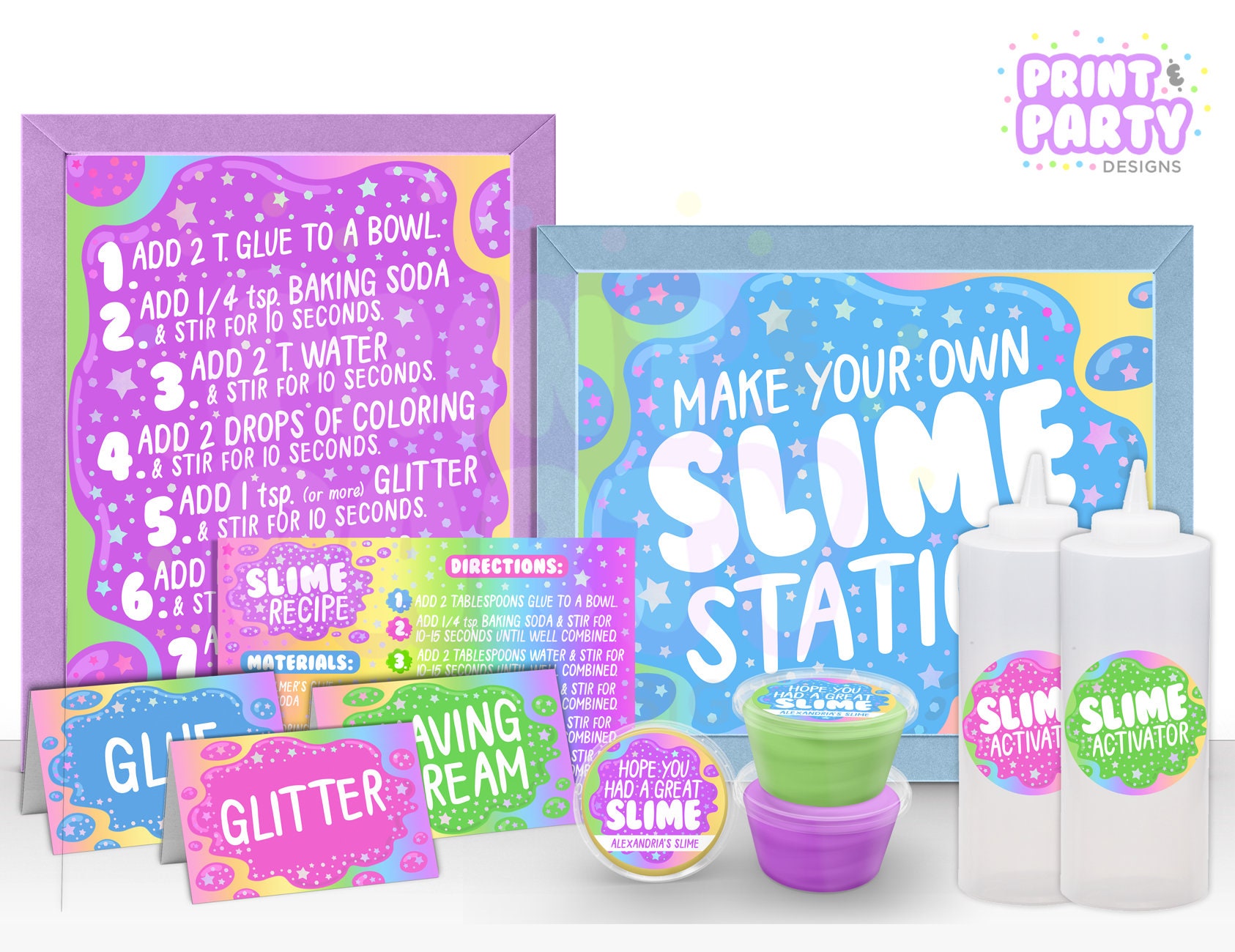 DIY Slime Kit & Free Printable Saline Slime Recipe - Our Family Code