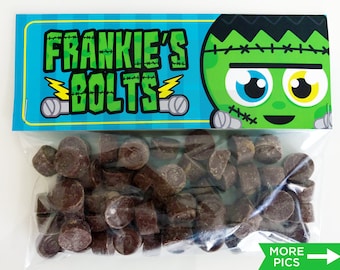 Printable Frankie's Bolts Halloween Treat Bag Toppers, Kids Frankenstein Halloween Party Favor, Halloween Classroom Gift, Instant Download