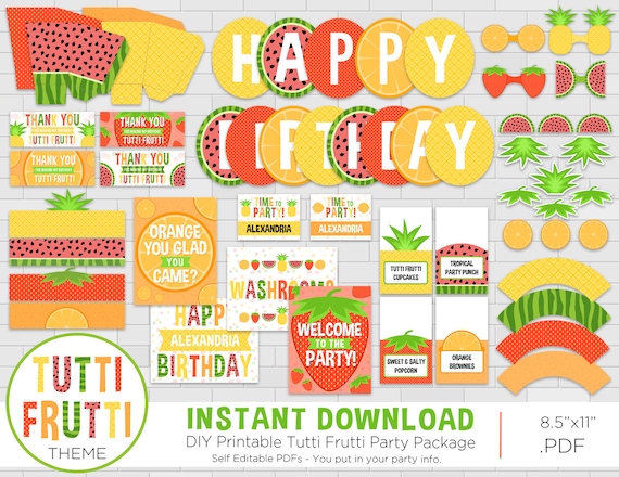 Tutti Frutti Birthday Party Package - Fruit Theme - Tutti Frutti Party - Fruit Party Printables - DIY - Instant Download - Adobe Reader Il_570xn