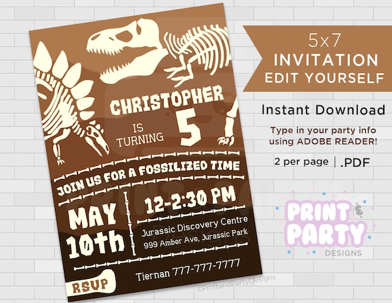 printable boys dinosaur fossil birthday party invitations dinosaur dinosaur birthday party invitations