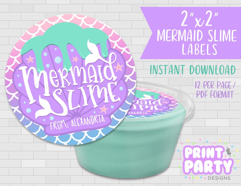 Printable Mermaid Slime Container Labels Mermaid Party Favor | Etsy