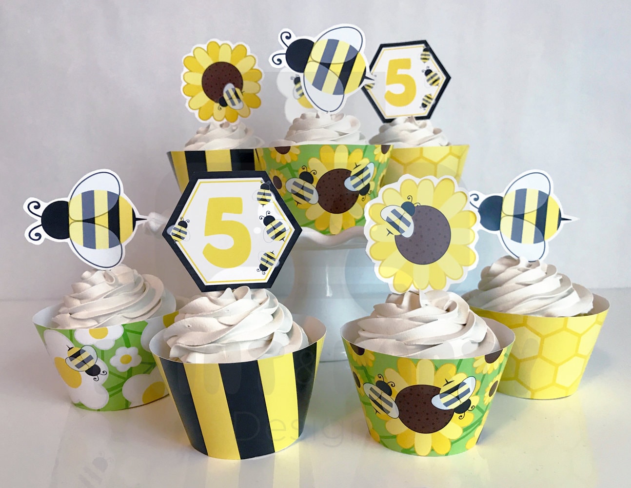 Printable Bumble Bee Cupcake Toppers and Wrappers, Bumble Bee Birthday  Party, Bumble Bee Cupcakes, Edit Yourself, Instant Download 