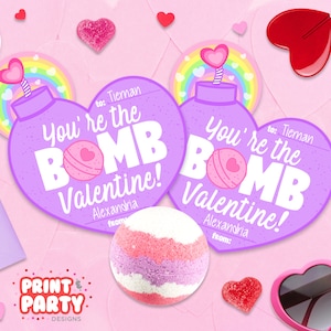 Printable You're the Bomb Valentine's Day Card, Bath Bomb Valentine, You're the Bomb Gift Tags, Valentine Classroom Gift, Instant Download