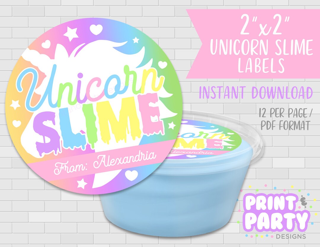 Printable Unicorn Slime Container Labels, Unicorn Party Favor Tags ...