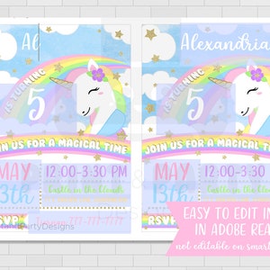 Printable Unicorn Invitation, Unicorn Birthday Party Invitation ...