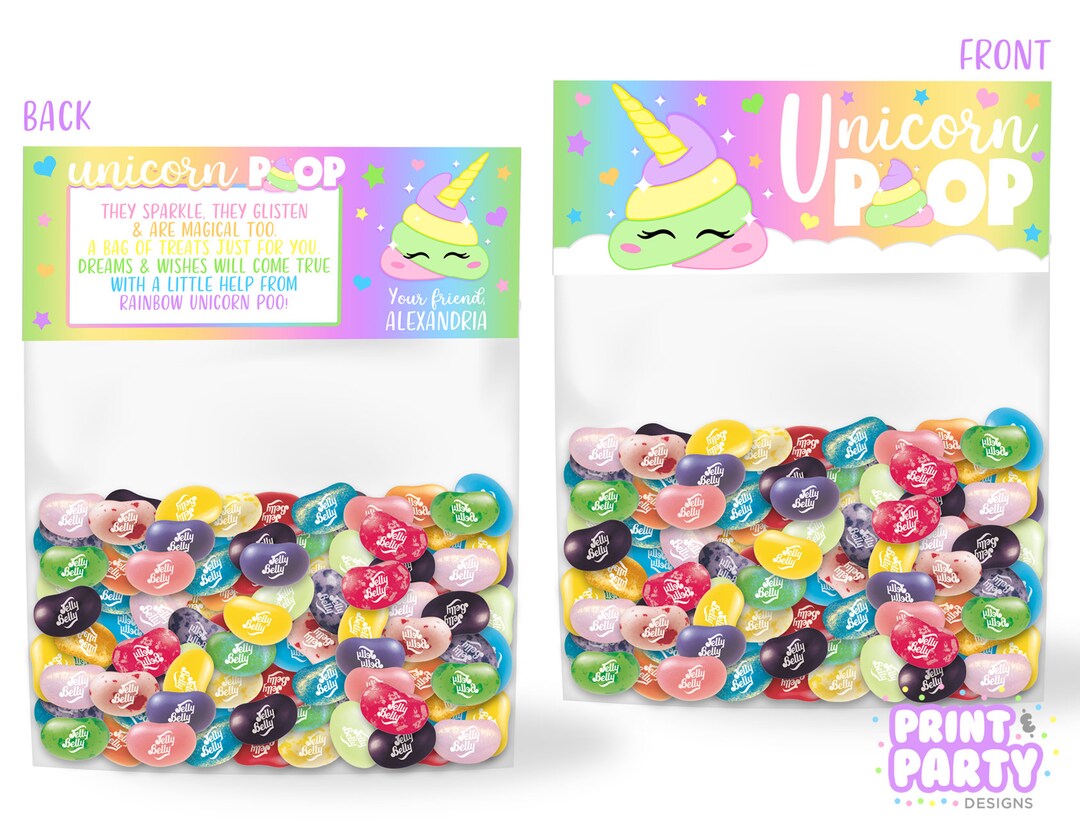 Printable Unicorn Poop Treat Bag Toppers, Girl's Birthday Party Favor ...