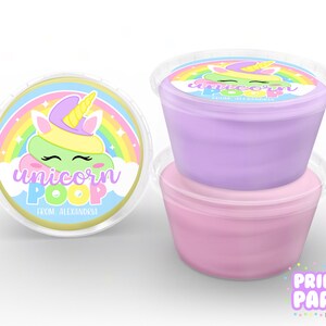 Printable Unicorn Poop Slime Container Labels, Unicorn Party Favor Tags ...