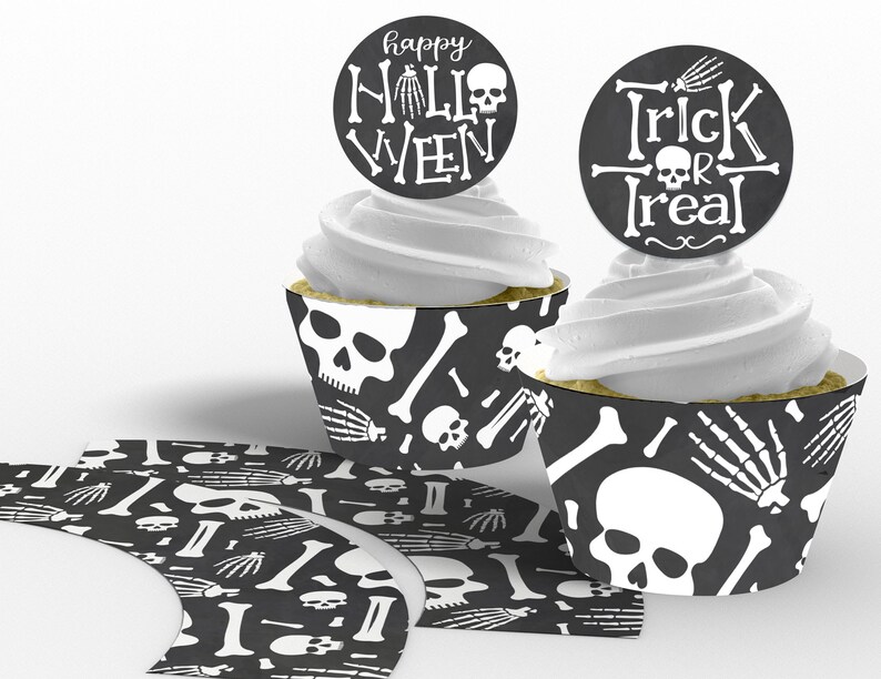 Printable Skeleton Halloween Party Decorations Spooky Scary Skeletons Skull Halloween Party Instant Download Halloween Party Supplies