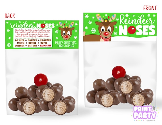 Printable Xmas Reindeer Noses Handle Bag Toppers, Children image relating to Reindeer Noses Printable named Printable Xmas Reindeer Noses Address Bag Toppers, Youngsters