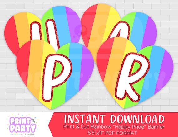 Printable Rainbow Gay Pride Banner Happy Pride Party Bunting Gay