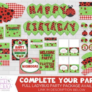 Printable Ladybug Cupcake Toppers and Wrappers, Ladybug Birthday Party, Ladybug Cupcakes, Edit ...