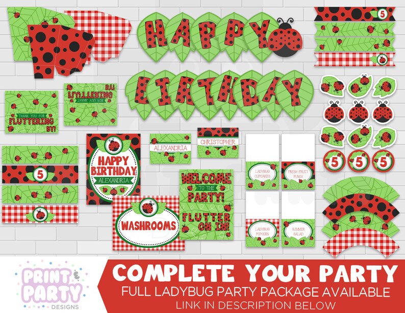 Printable Ladybug Cupcake Toppers and Wrappers Ladybug - Etsy