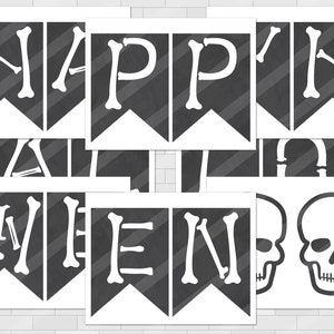 Printable Skeleton Bones Happy Halloween Banner, Halloween Party ...