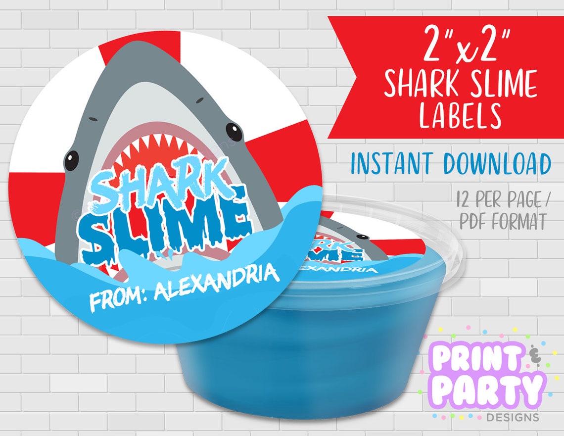 Printable Shark Slime Container Labels Shark Party Favor - Etsy Canada