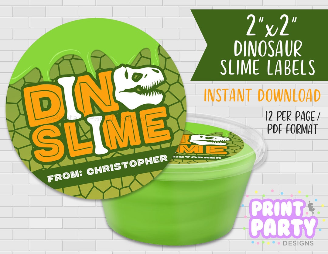 Printable Dinosaur Slime Container Labels, Dinosaur Party Favor Tags ...