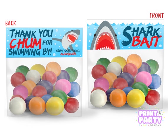Printable Shark Bait Treat Bag Toppers, Shark Goody Bags, Shark Birthday Party, Shark Week Gift Idea, Thank You Chum, Instant Download Il_570xn