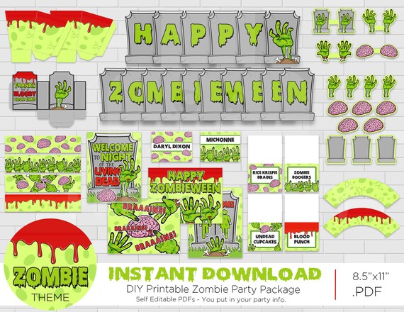 Printable Boy S Zombie Halloween Party Decorations Zombie