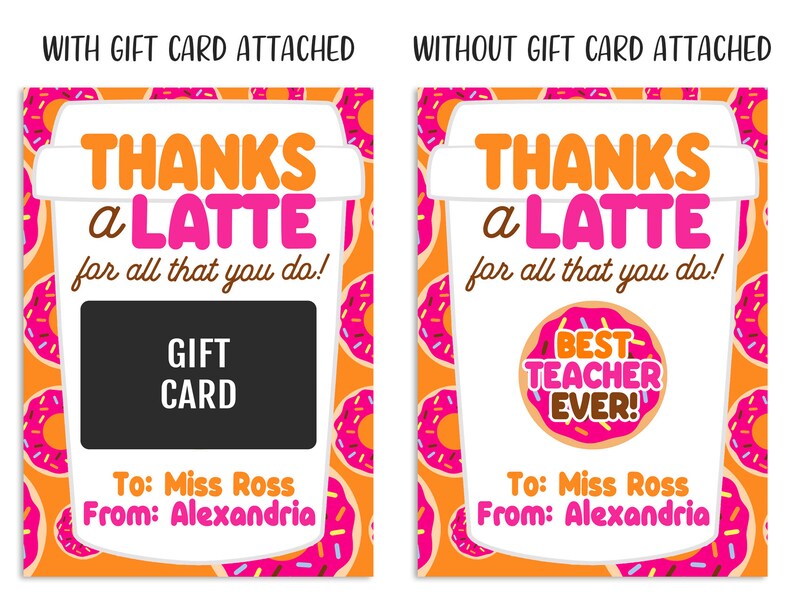 Thanks a Latte Teacher Gift Card Holder Teacher Appreciation - Etsy