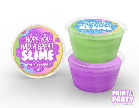 Printable Rainbow Slime Container Labels, Slime Party Favor Tags