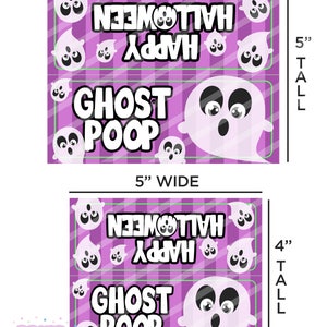 Printable Ghost Poop Halloween Treat Bag Toppers, Kids Halloween Party Favor, Halloween Classroom Gift, Loot Bag Toppers, Instant Download image 3