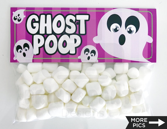 Printable Ghost Poop Halloween Treat Bag Toppers, Kids Halloween Party Favor, Halloween Classroom Gift, Loot Bag Toppers, Instant Download Il_570xn