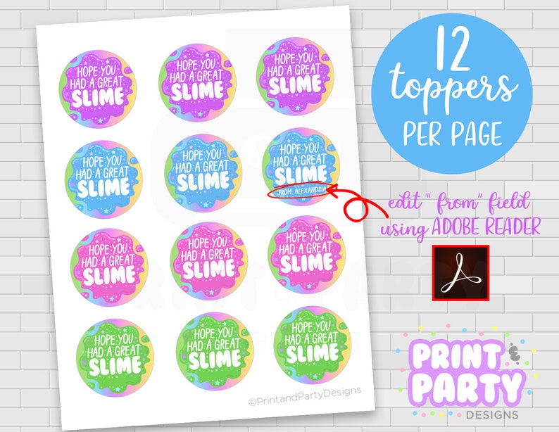 Printable Rainbow Slime Container Labels Slime Party Favor Etsy