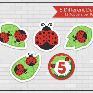 Printable Ladybug Cupcake Toppers and Wrappers, Ladybug Birthday Party, Ladybug Cupcakes, Edit ...
