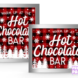 Printable Buffalo Plaid, Hot Chocolate Bar Kit, Office Holiday Party, Hot Cocoa Bar, Warm Up at the Hot Chocolate Bar, Instant Download image 3