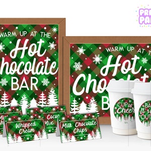 Afdrukbare Kerst Plaid, Hot Chocolate Bar Kit, Office Holiday Party, Hot Cocoa Bar, Warming Up at the Hot Chocolate Bar, Instant Download
